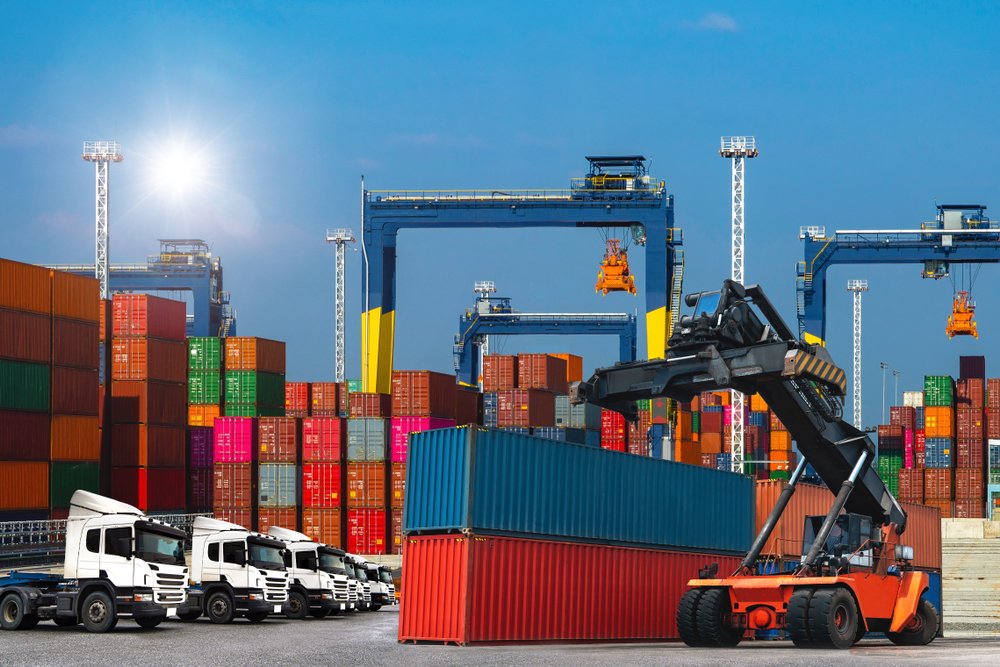 logistics such as containers, ships and trucks