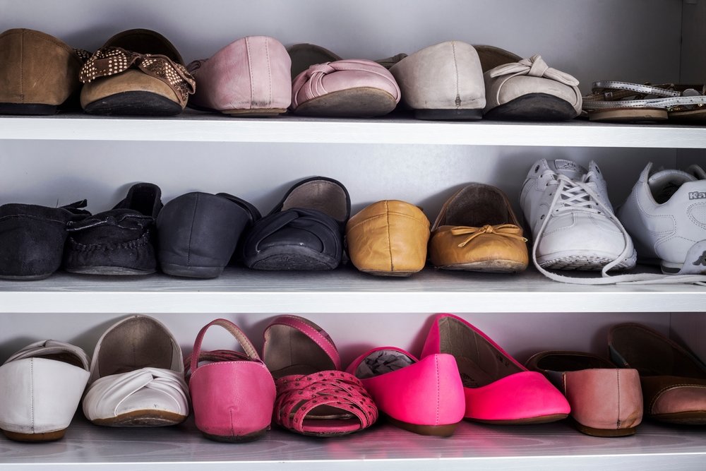 used shoes on shelf