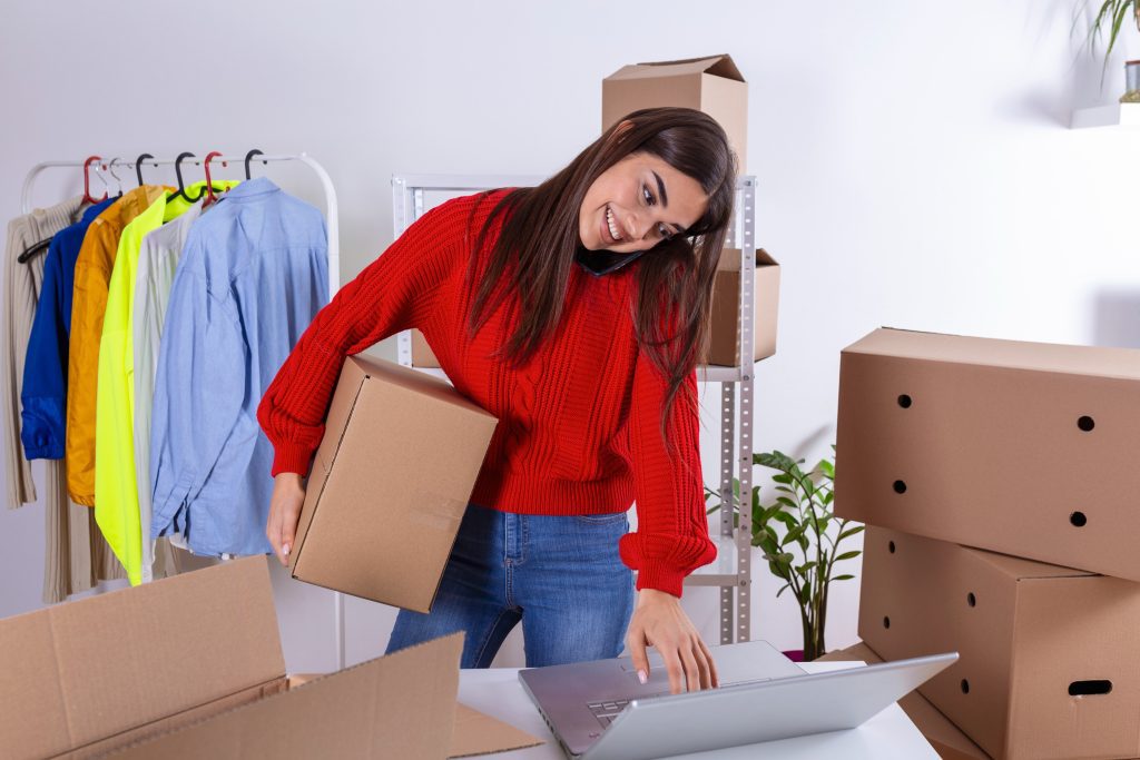woman receiving overstock inventory for her business
